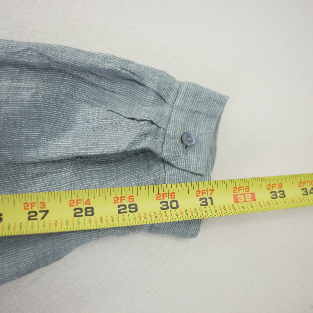 Eileen Fisher Organic Linen Mandarin Collar Tunic Top Blue Large NEW - Picture 9 of 9